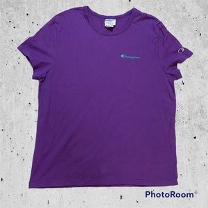 Champion short sleeve large crew neck tshirt embroidered logo purple